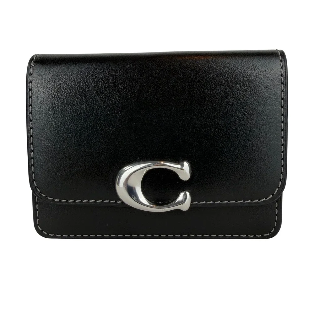 Coach Bandit Wallet Black Luxe Refined Calf Leather Silver Tone 4